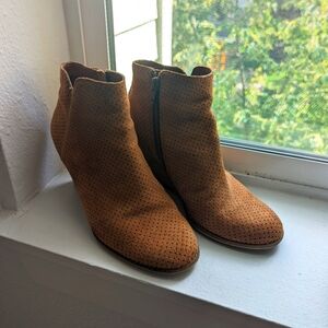 Susina Genuine Leather Wedge Heel Boots Copper Orange Size US 6.5 Fall Boots